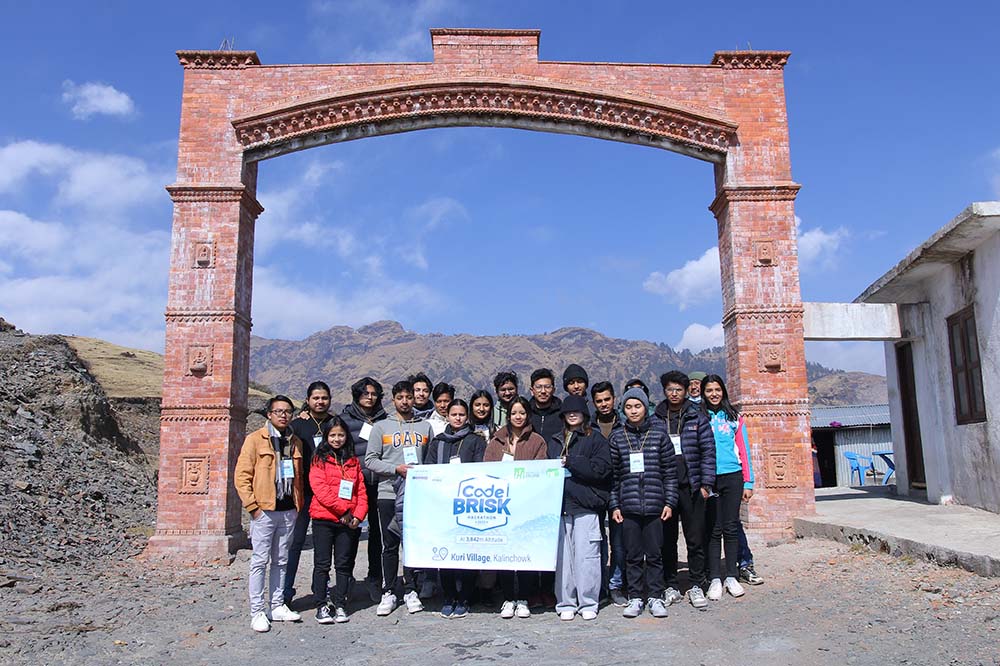 Teams presenting prototypes at Code Brisk Hackathon 2023, Kuri Village