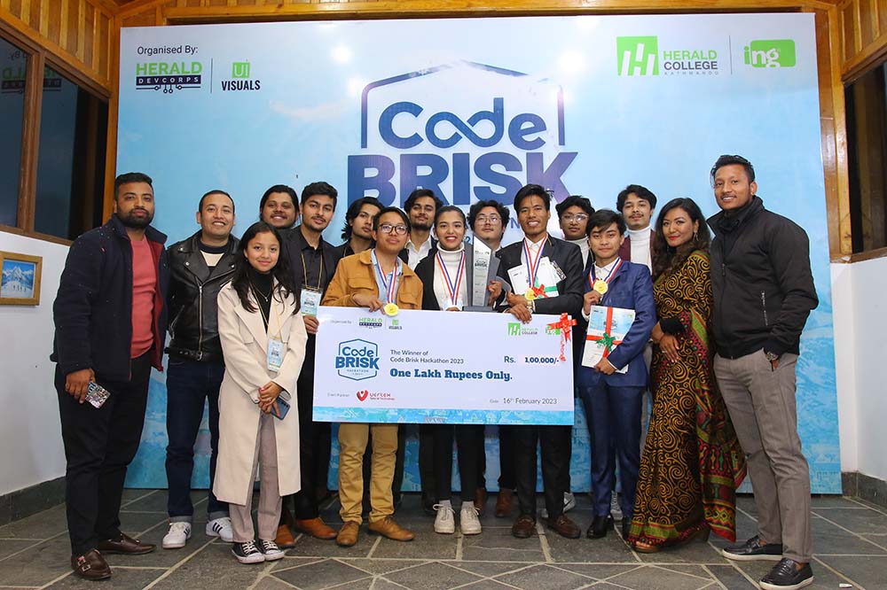 Winning moment at Code Brisk Hackathon 2023, Kuri Village, Kalinchowk
