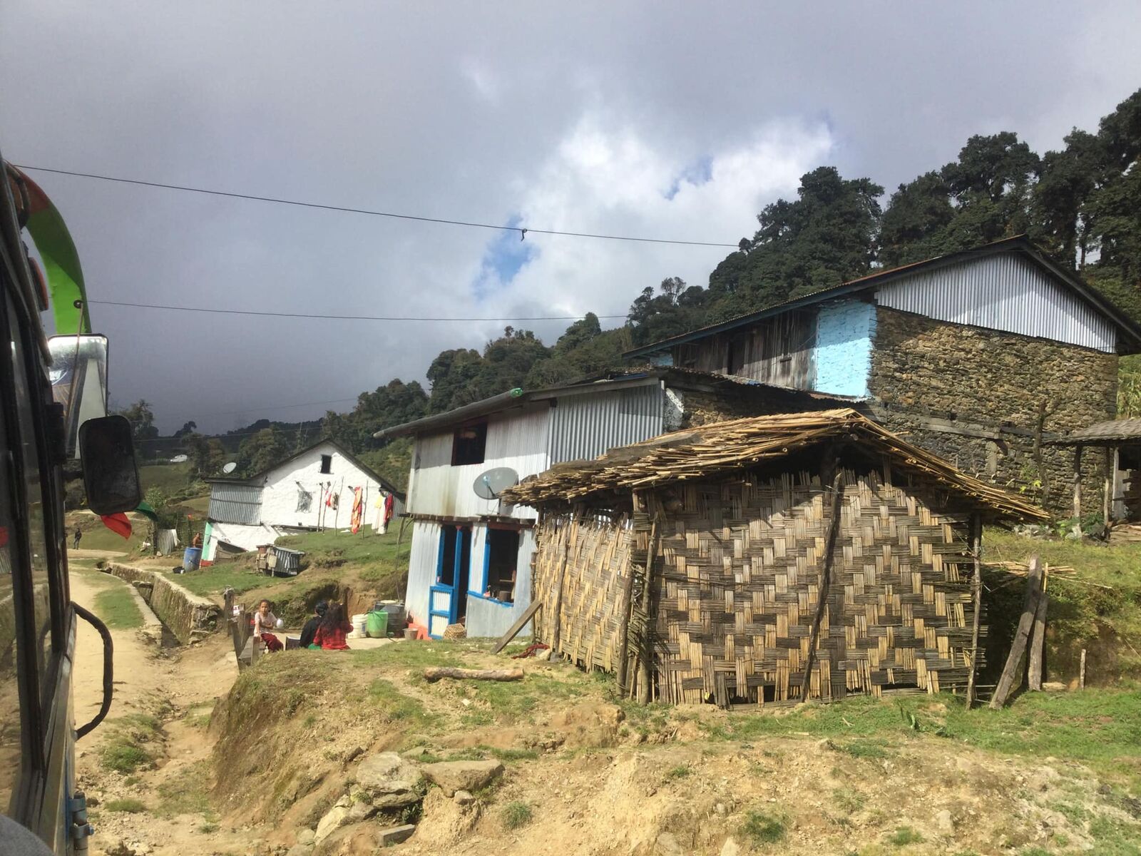 Village huts on a hillside